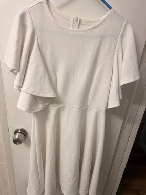 ROMWE White Flutter Sleeve Midi Dress